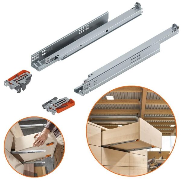 Corrediça Blum Tandem 400mm Ext Total | Sem Amortecimento